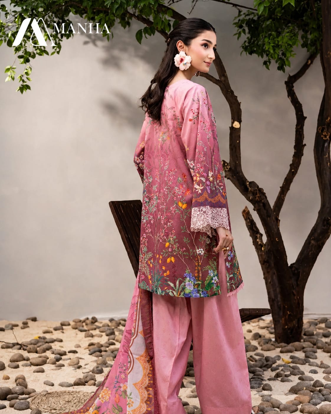Women's Ready-to-Wear 3-Piece Printed & Embroidered Lawn Suit with Crinkle Chiffon Dupatta