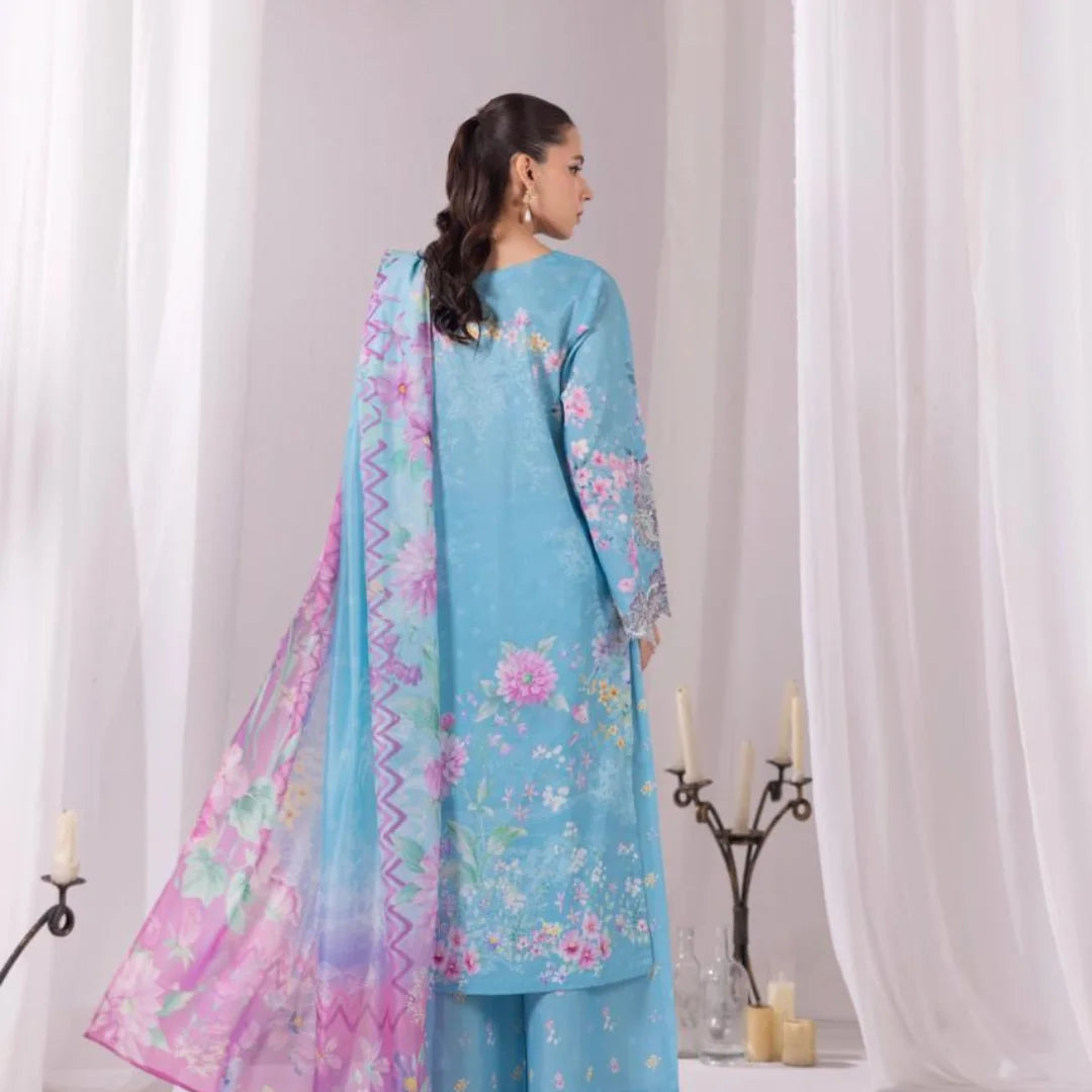 Women's Ready-to-Wear 3-Piece Printed & Embroidered Lawn Suit with Crinkle Chiffon Dupatta