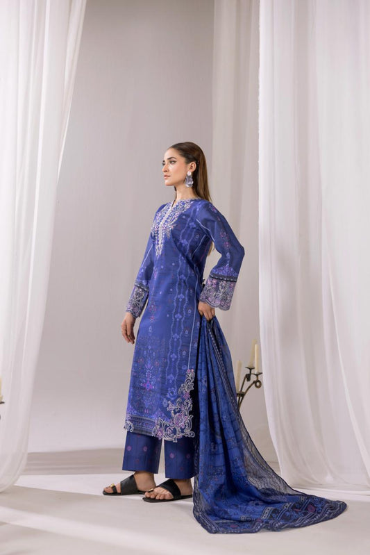 Women's Ready-to-Wear 3-Piece Printed & Embroidered Lawn Suit with Trouser